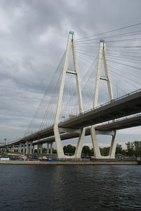 híd, folyó, St petersburg, Oroszország
