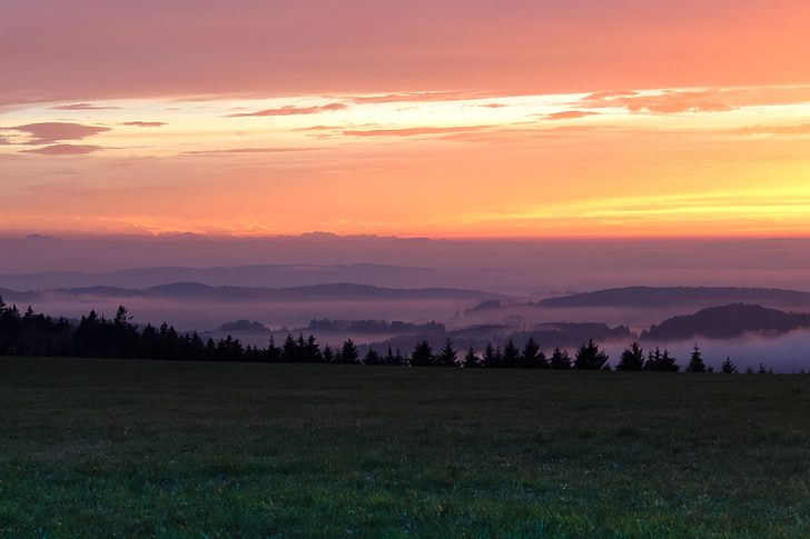 am Bodensee, Nebel, Sonnenuntergang, Berge, Herbst, Alpine, Himmel