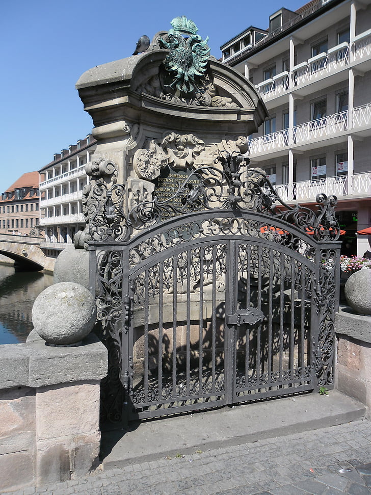 Nuremberg, pegnitz, muzeja tilts, gaļu tilts