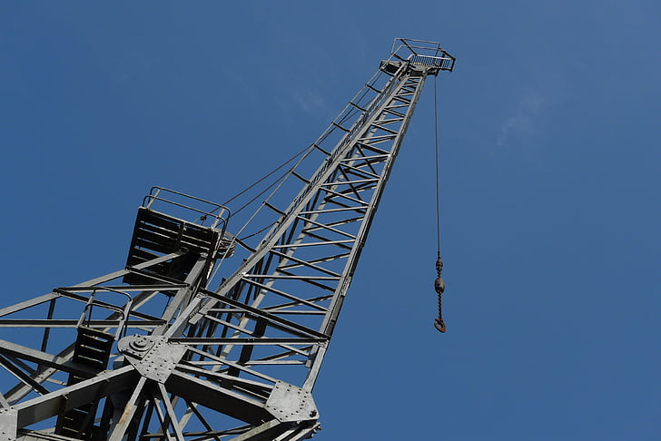 crane, jib, sky, blue, industrial, lift, hook