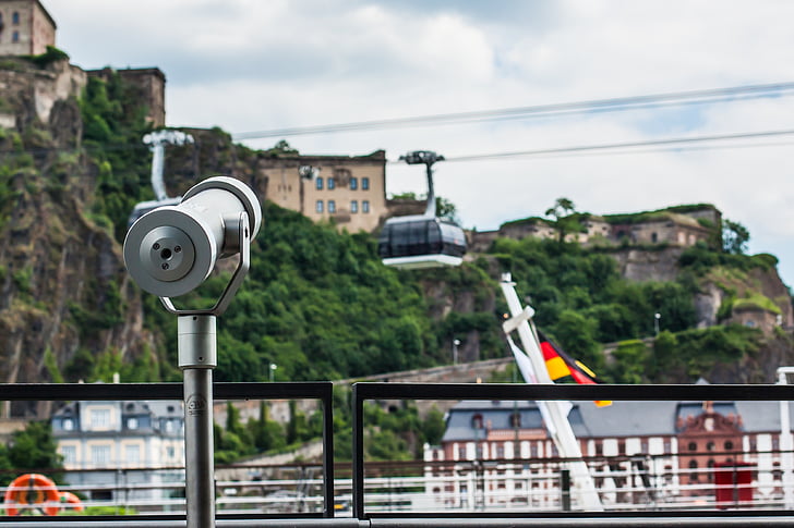 telescopio, Outlook, punto de mira, Koblenz, coche de cable