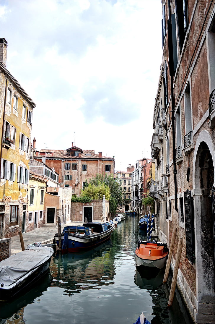 Венеция, Италия, канал, лодки, Архитектура, Скайлайн, город