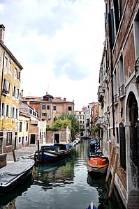 Veneţia, Italia, canal, barci, arhitectura, orizontul, City