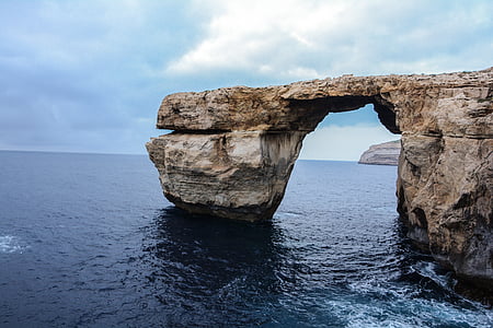 Malta, janela, mar, natureza, Rock - objeto, penhasco, litoral