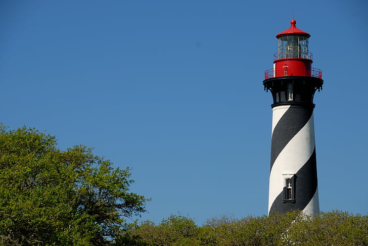 Latarnia morska, St augustine, Florida, Lampa ostrzegawcza, punkt orientacyjny, historyczne, światło