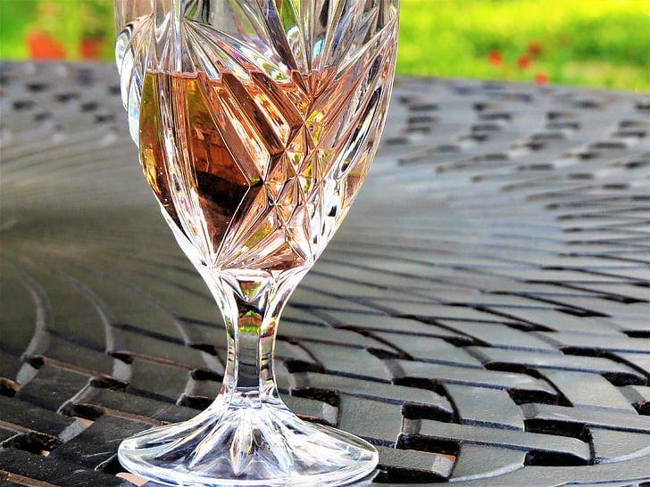 glas, vin, Sunset, tabel, uden for