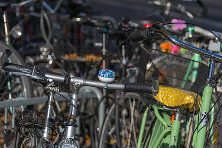 pyörä, sininen, Bike bell, kiiltävä, Chrome, kahva, Polkupyöräily