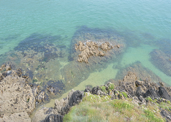 Mar, l'aigua, turquesa, costat, blau, aigües transparents, Roca
