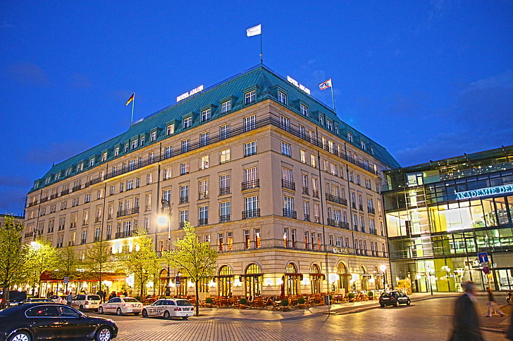 Adlon, хотел, Берлин, сграда, места на интереси, хотел adlon, синьо