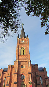 Crkva, zgrada, luka, nebo, toranj, finski, plava
