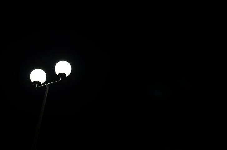 lamppu, Yöllä, minimaalinen, Night Kuva, katu lamppu, mieliala, valot