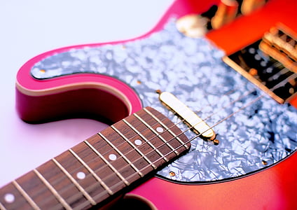 Fender telecaster, elektrische gitaar, Oranje gitaar, slagplaat