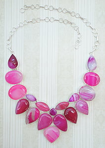 pink, hot pink, agate, drusy, druy, necklace, choker