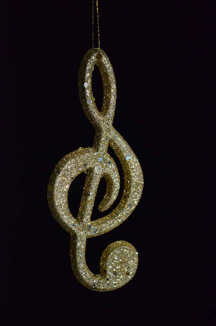 clef, trailers, christmas decorations, tree decorations, christmas ornaments, golden, shine