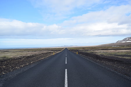 Исландия, прав път, самотен, посока, пейзаж
