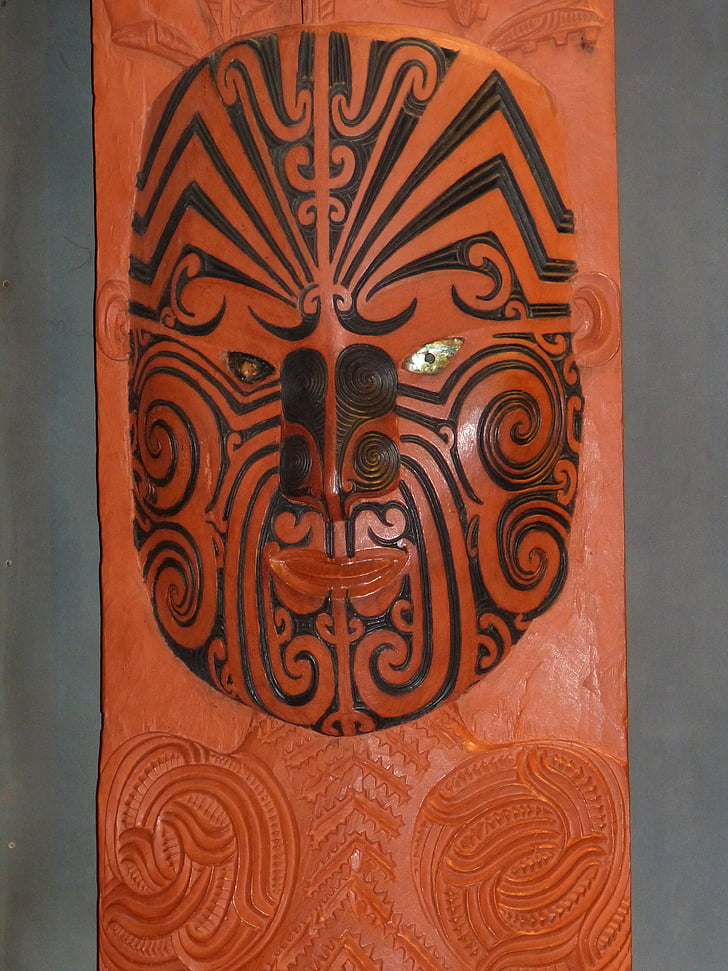 Maori, Rotorua, masken, Nya Zeeland, Nordön, konst, trä