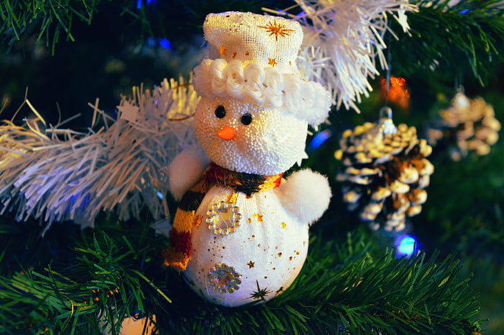Vianoce, Brad, Umelý vianočný stromček, Vianočný strom, oslavu, snehuliak, plyš