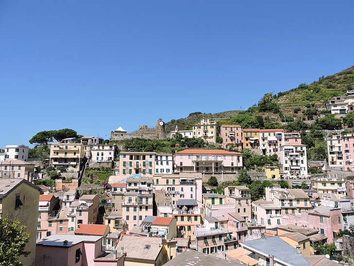 Cinque terre, Riomaggiore, Liguria, Italia, Tara, peisaj, munte