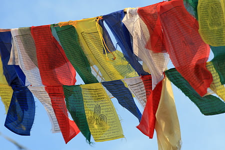 молитвы флаги, Буддизм, Непал, Катманду, Вера