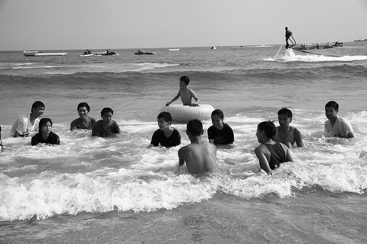 Taiwan, Kenting, praia, retrato, preto e branco