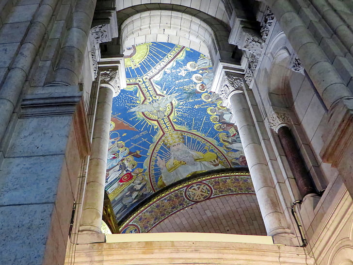 Paris, Montmartre, Basilique, sacré-coeur, Dôme, colonnes, plafond de décoration