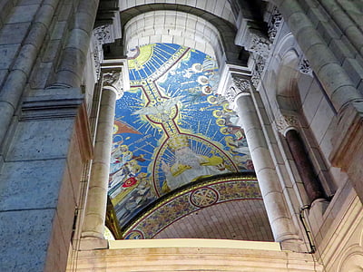 París, Montmartre, Basílica, Sagrat Cor, cúpula, columnes, decoració del sostre