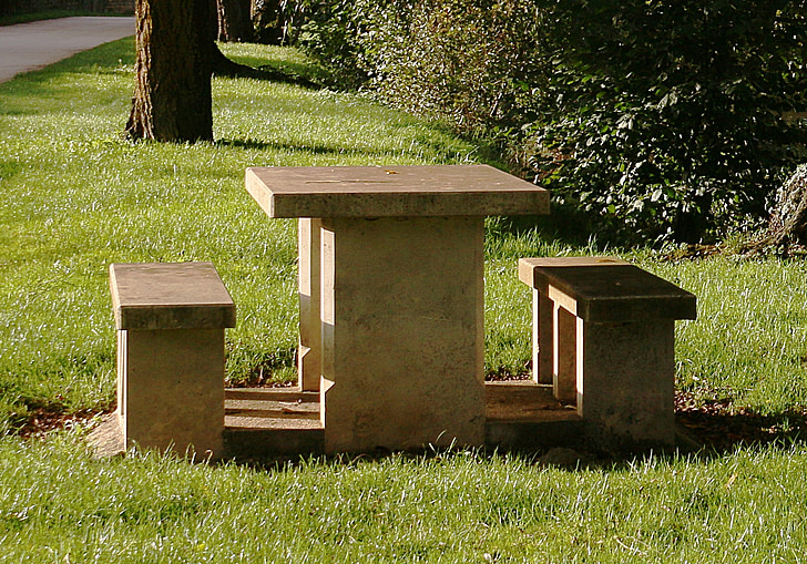 shoals, picnic, table, armançon, nature, picnic table