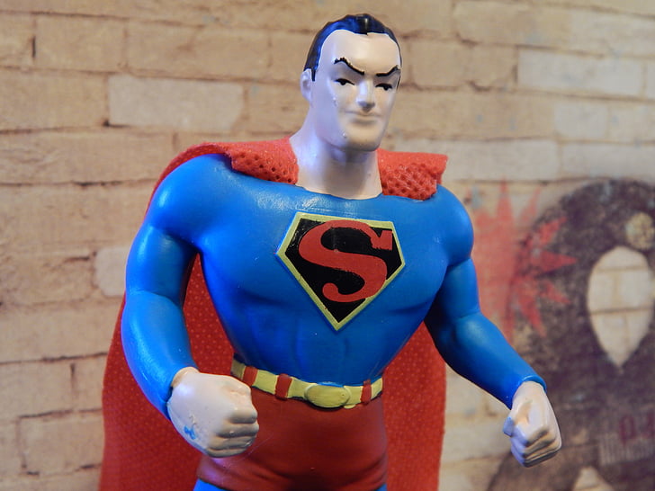 Superman, super-héros, jouet, Caped, Cap, dessin animé, caractère