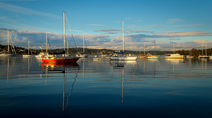Barche, Lago, Lake macquarie, acqua, barca a vela