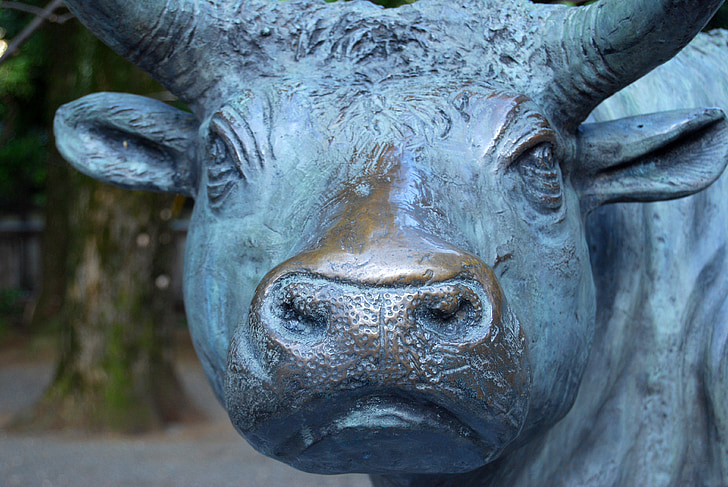 Kuh, Bronze-statue, Zeichen des Tierkreises, Bronze