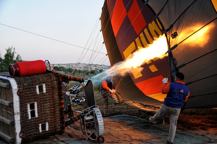 ball, hot air ballooning, aerostat, gas, burner, fire, flame