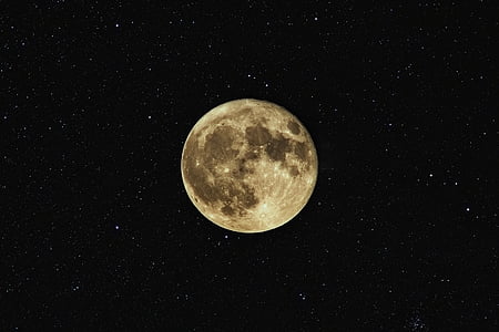 completo, Luna, estrella, noche, Luna llena, Astronomía, al aire libre