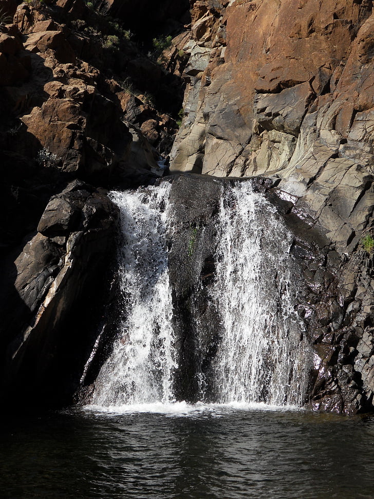waterfall, water flow, mountain water