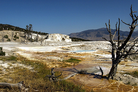 Yellowstonský národní park, Wyoming, Spojené státy americké, krajina, scenérie, turistická atrakce, eroze