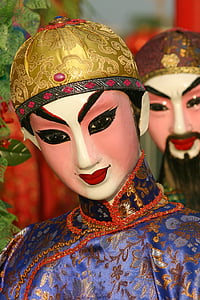 China, Japan, Azië, decoratieve, masker, poppen, ambachtelijke