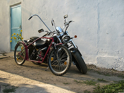 stari prijatelji, motocikl, bicikala