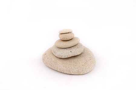 kamenje, kamena, na bijeloj podlozi, Zen, Meditacija, mir uma, stog