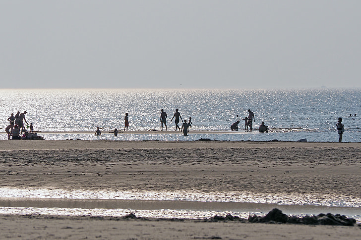 vissza a fény, Beach, homokos strand, úszni, Szent Péter, Ording térképén, Nordfriesland