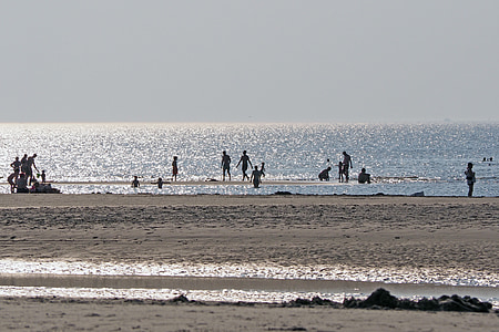 πίσω φως, παραλία, παραλία με άμμο, Κολυμπήστε, Αγίου Πέτρου, Ording, Nordfriesland