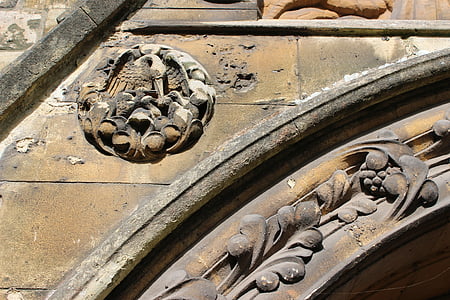 stone, detail, masonry, carving, church, flowers