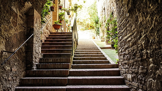 stepenice, razini, daleko, pojava, stubište, kamena, stepenice korak