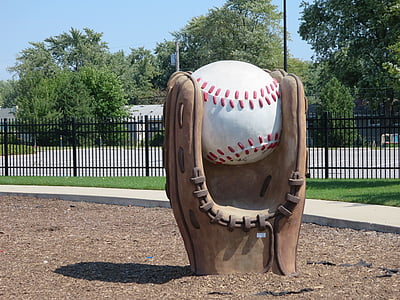 baseball, glove, mitt, sculpture, sports, ball, sport