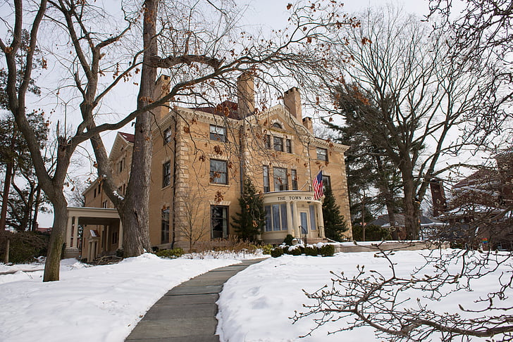 hiša, Stara hiša, Vintage, stavbe, nepremičnin, sneg, pozimi