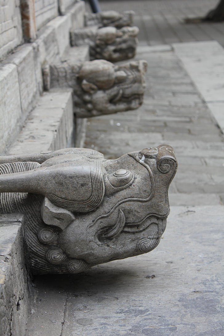 Shandong, Qufu, kultury, Zabytki, mury miejskie, rzeźbiony kamień, Dachówka