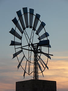 pinwheel, wind energy, mallorca, metal, wind, energy, sky