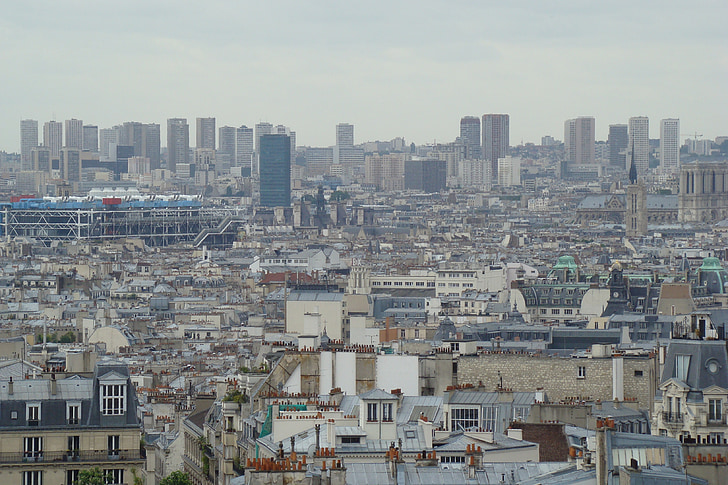 staden, Panorama, Paris, Frankrike, byggnader, Visa, arkitektur