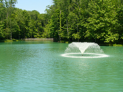 pond, fountain, water, nature, park, outdoor, landscape