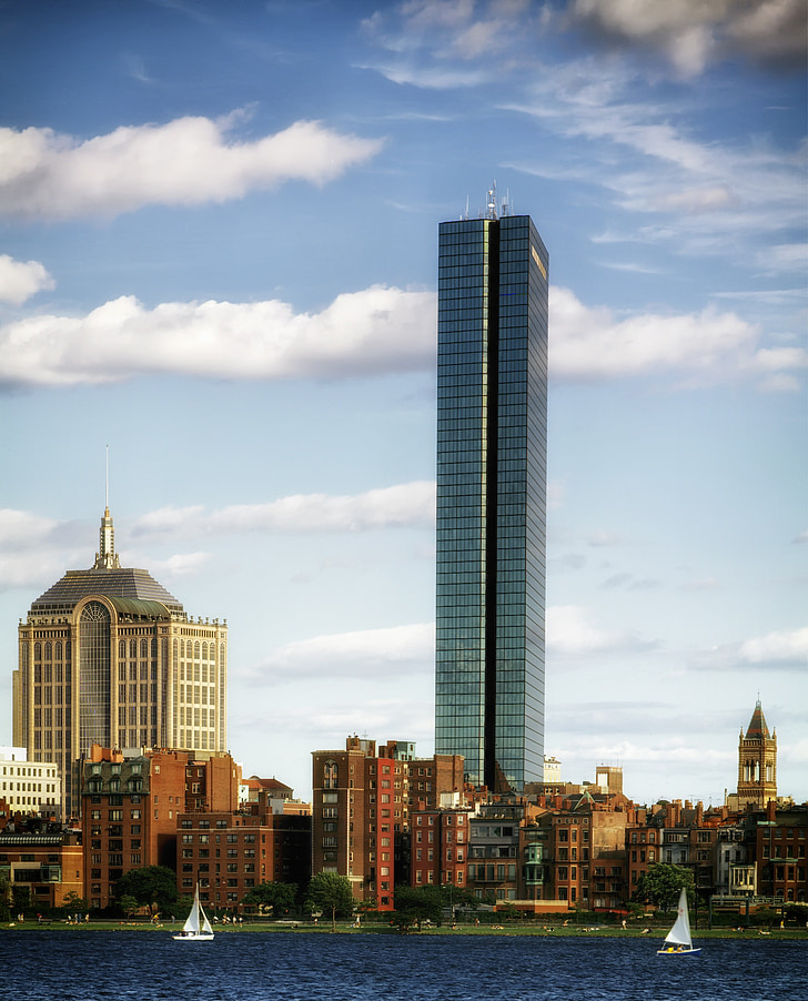 Boston, Massachusetts, stad, steden, stedelijke, skyline, wolkenkrabbers
