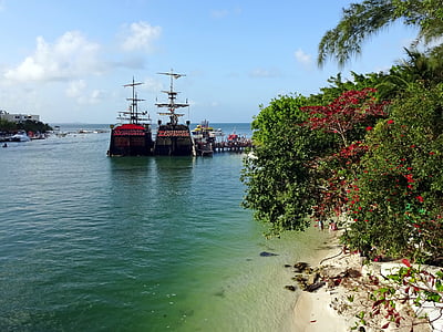 Mexico, Cancun, fartyg, hotell, segling, solen, Bay