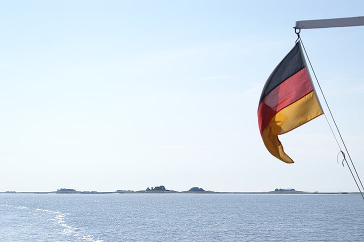 halligen, : Langeneß, Északi-tenger, Watt-tenger, Németország, zászló, tenger